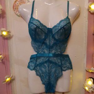 Aqua (S) Cutout Lace Teddie